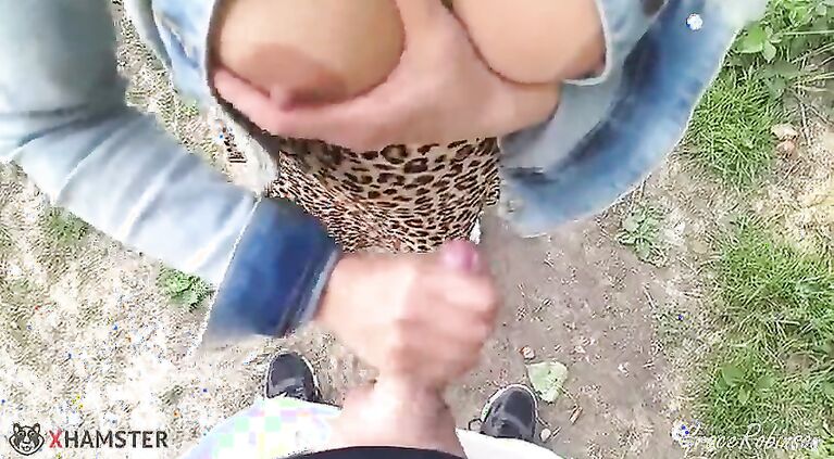 Stepmom lets me Cum on her perfect body after Flashing and Seducing me on Outdoor walk