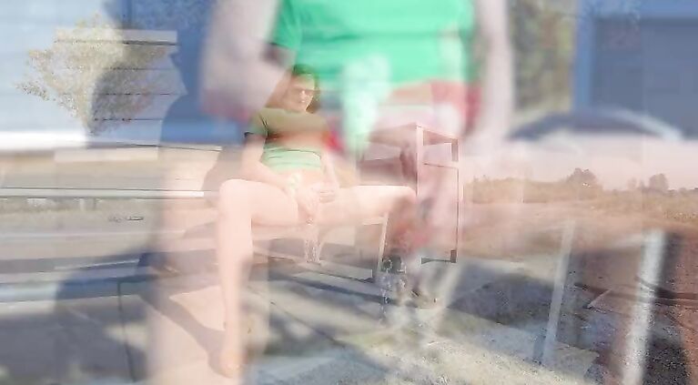 Longpussy, Sheer orange Skirt, Tight green Tee, Heavy Piercings with Lights. Happy Fall!