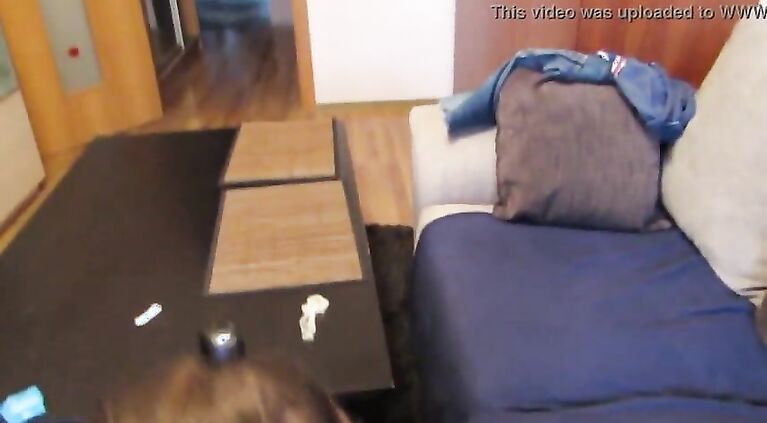 18 yo babe with big tits Amalia Devis blowjob with huge CUMSHOT in her EYE!