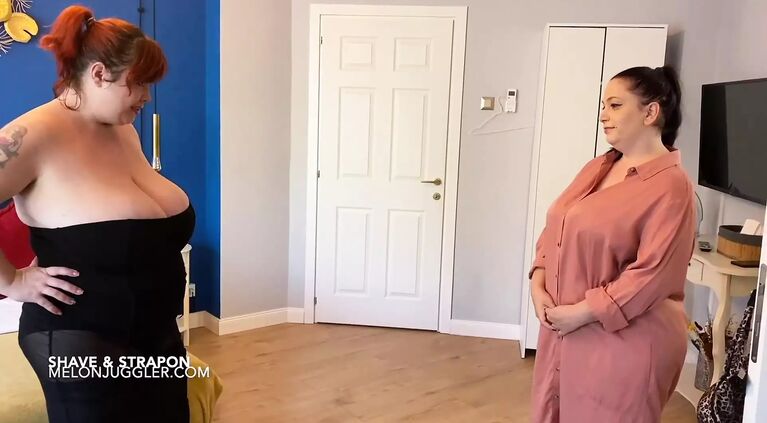 Busty Lady shaved and fucked by her curvy maid